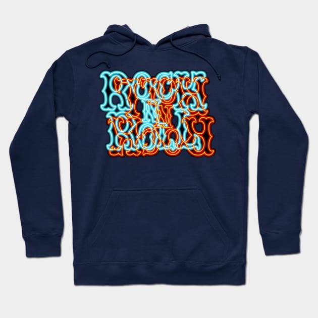 Glowing Neon Ice and Fire RocK n RolL Anagram Hoodie by gkillerb